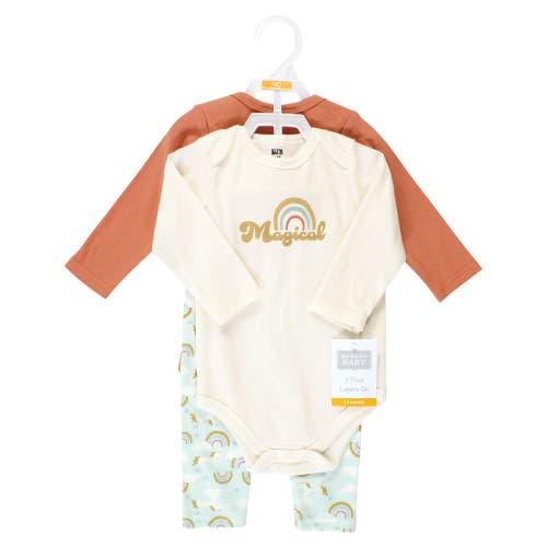 Hudson Baby Cotton Bodysuit And Pant Set In Brown