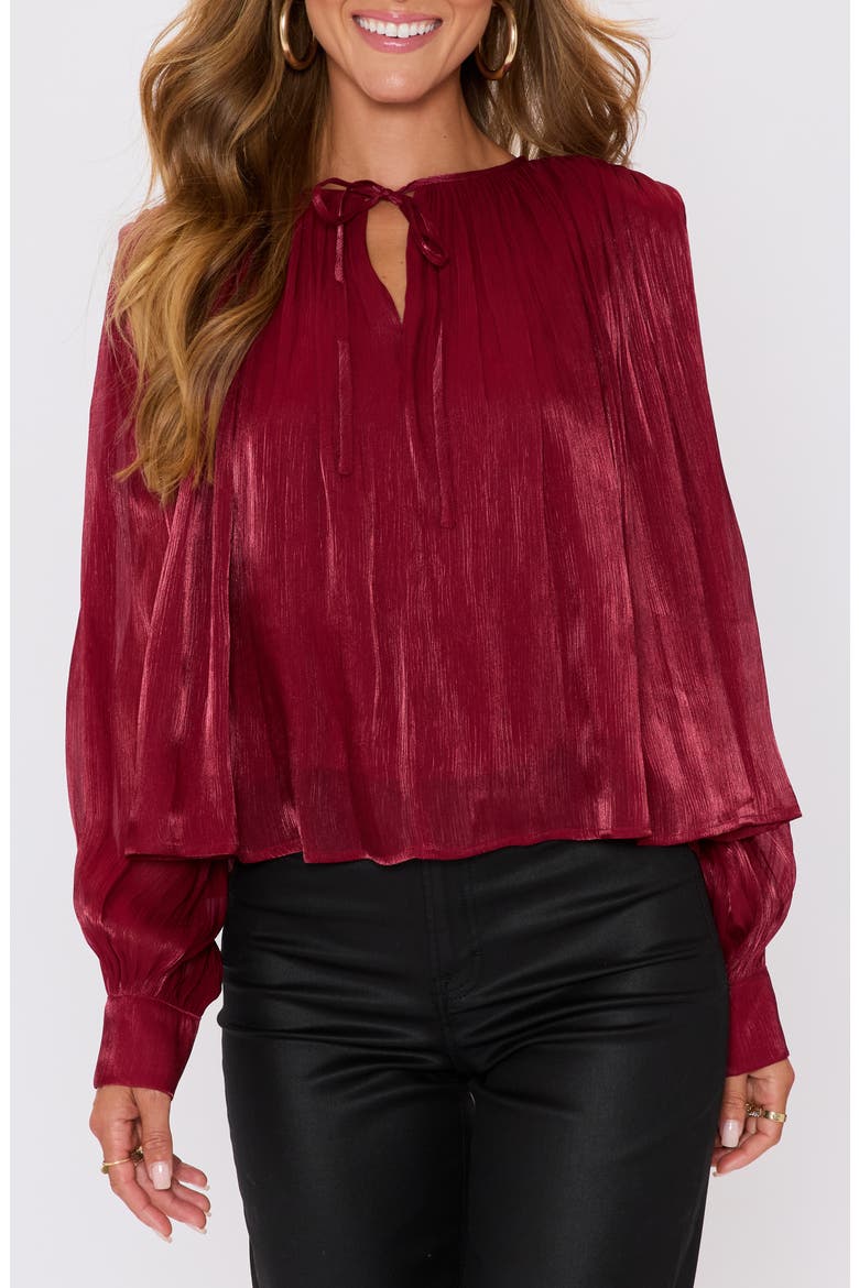 Metallic Satin Top, Main, color, RUBY