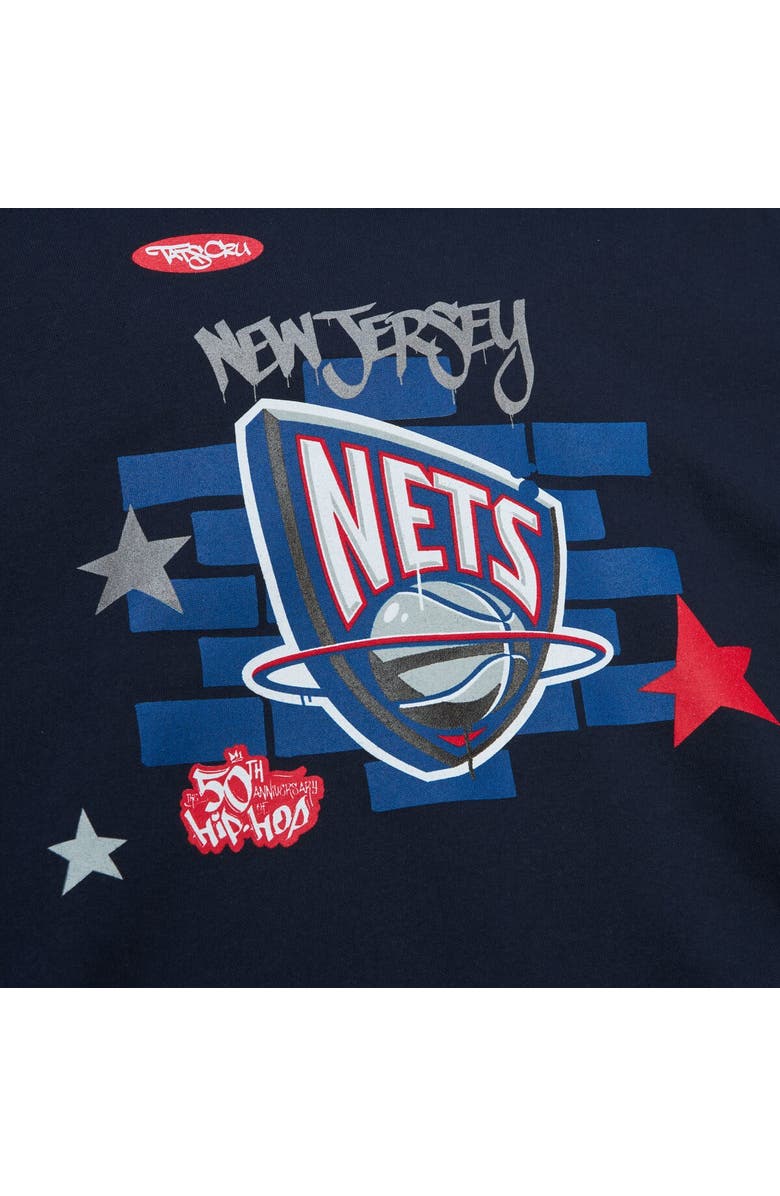 Mitchell & Ness Men's Mitchell & Ness x Tats Cru Navy New Jersey Nets Hardwood Classics Brick Pullover Hoodie, Alternate, color, Navy