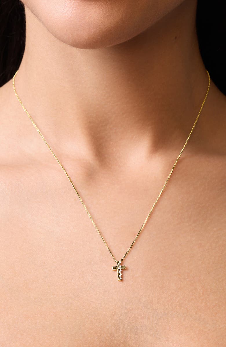 Bony Levy Audrey Diamond Cross Pendant Necklace, Alternate, color, 18K Yellow Gold