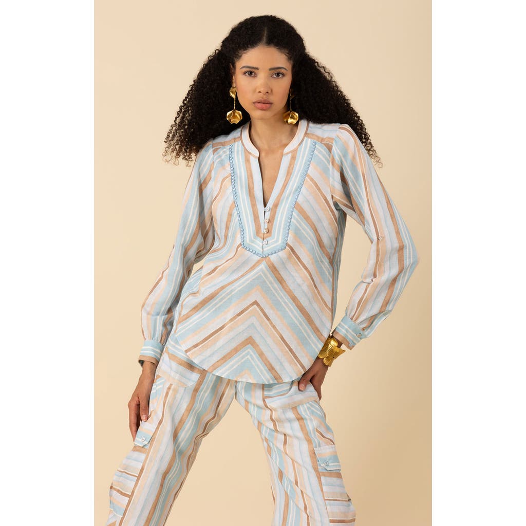 Hale Bob Karla Linen Top In Blue