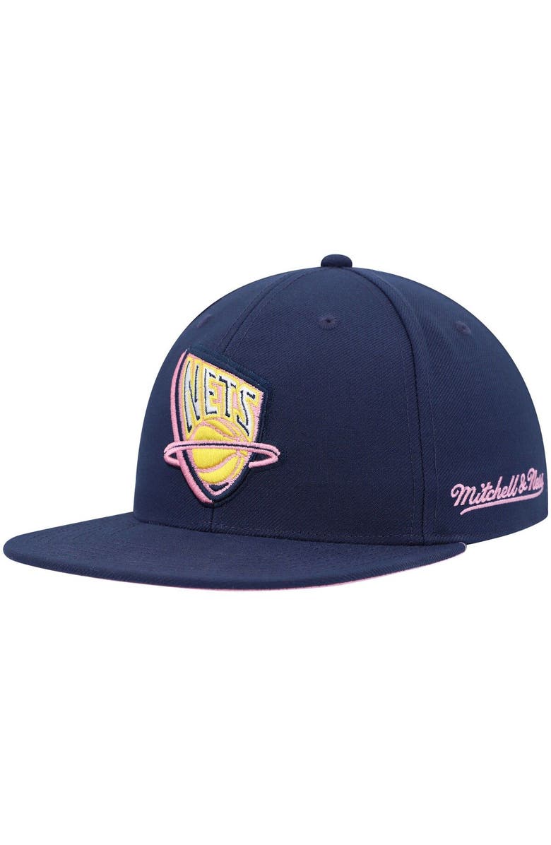 Mitchell & Ness Men's Mitchell & Ness Navy New Jersey Nets 35 Years Burnt Sunrise Fitted Hat, Alternate, color, Navy