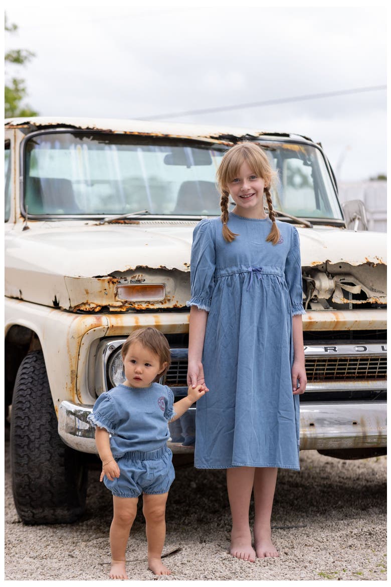 Denim 3/4 Sleeve Dress for Girl, Alternate, color, Blue