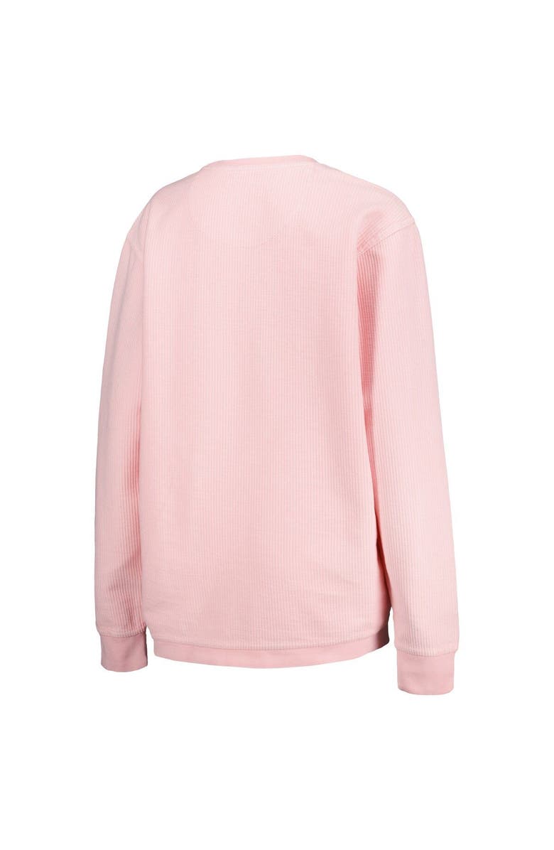 PRESSBOX Women's Pressbox Pink Texas A&M Aggies Comfy Cord Bar Print Pullover Sweatshirt, Alternate, color,