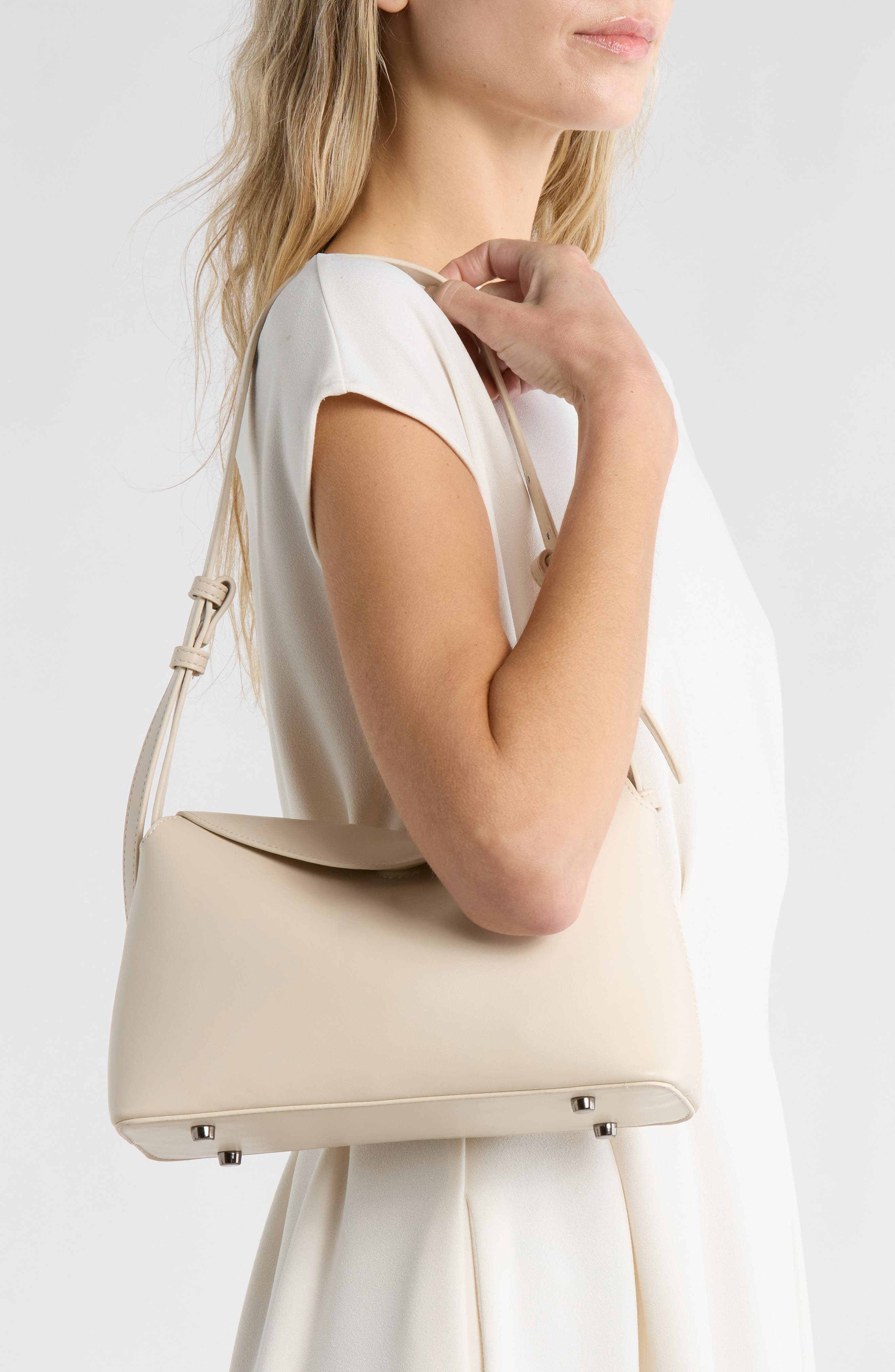 Overlap Flap Shoulder Bag, Alternate, color, ALMOND