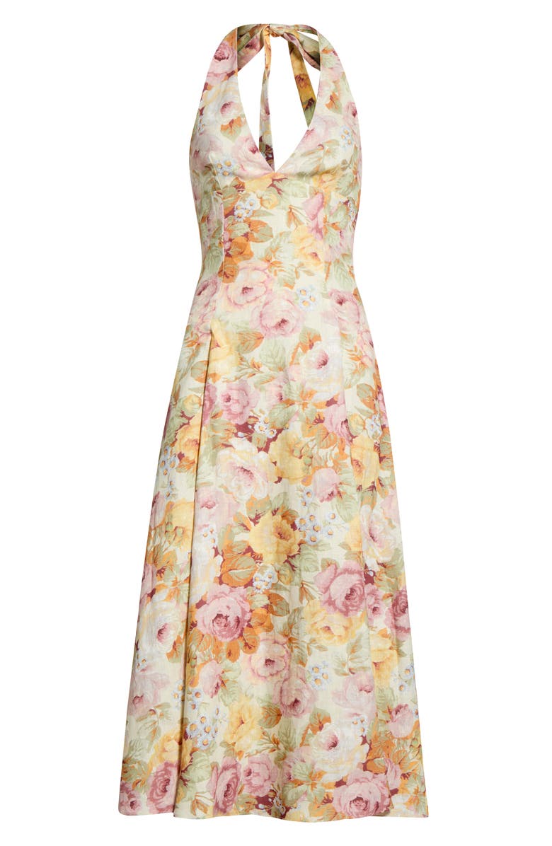 Faithfull the Brand Murano Floral Linen Halter Dress, Main, color, Giardino