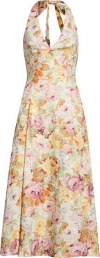 Faithfull the Brand Murano Floral Linen Halter Dress