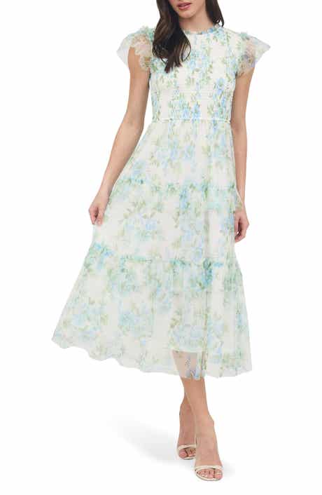 Blu Pepper Floral Smocked Tiered A-Line Dress