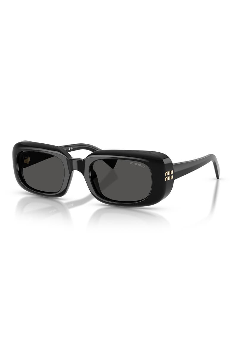 52mm Rectangular Sunglasses, Alternate, color, BLACK / DARK GREY
