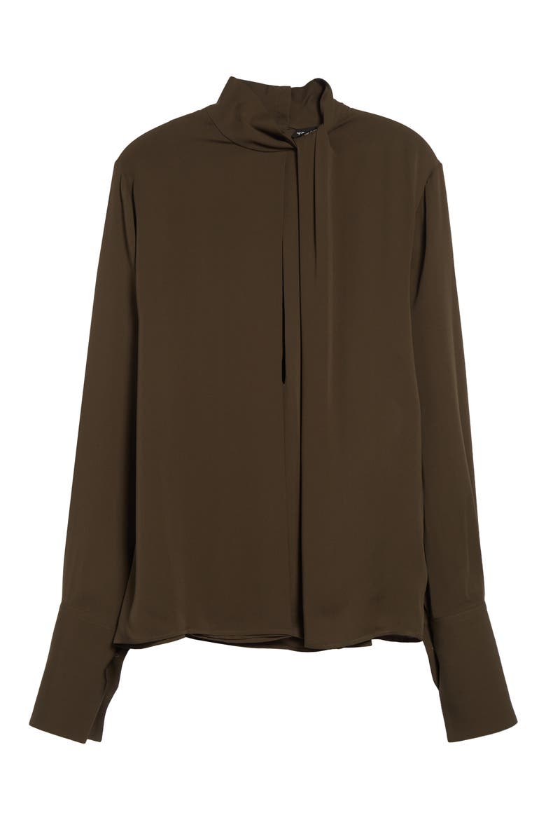 Keyhole Cutout Washed Silk Georgette Top, Alternate, color, KB349 DESERT PALM