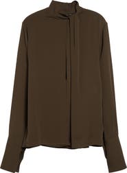TOM FORD Keyhole Cutout Washed Silk Georgette Top