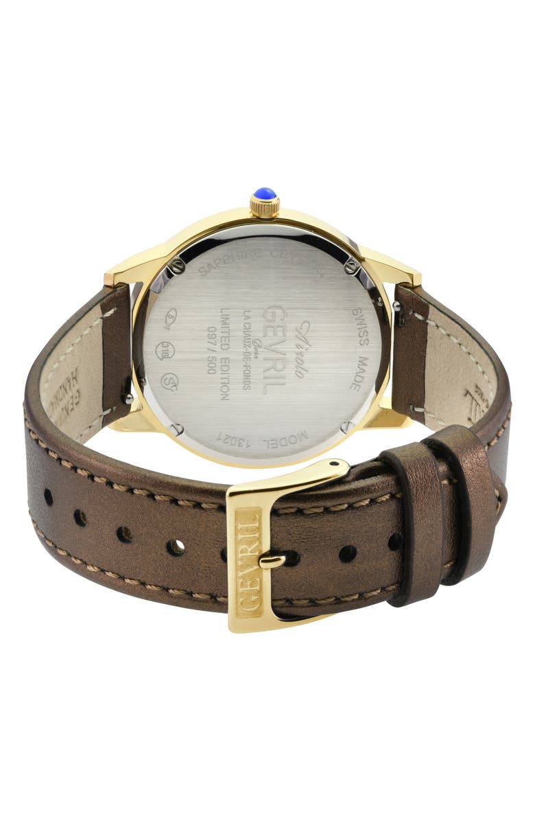 GEVRIL Airolo Swiss Quartz Diamond Dial Watch, 36mm, Alternate, color, White