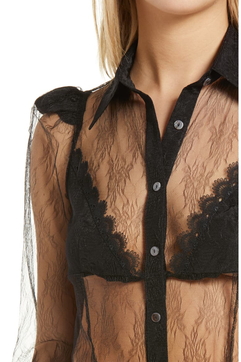Chesil Sheer Mesh Shirt, Alternate, color, BLACK