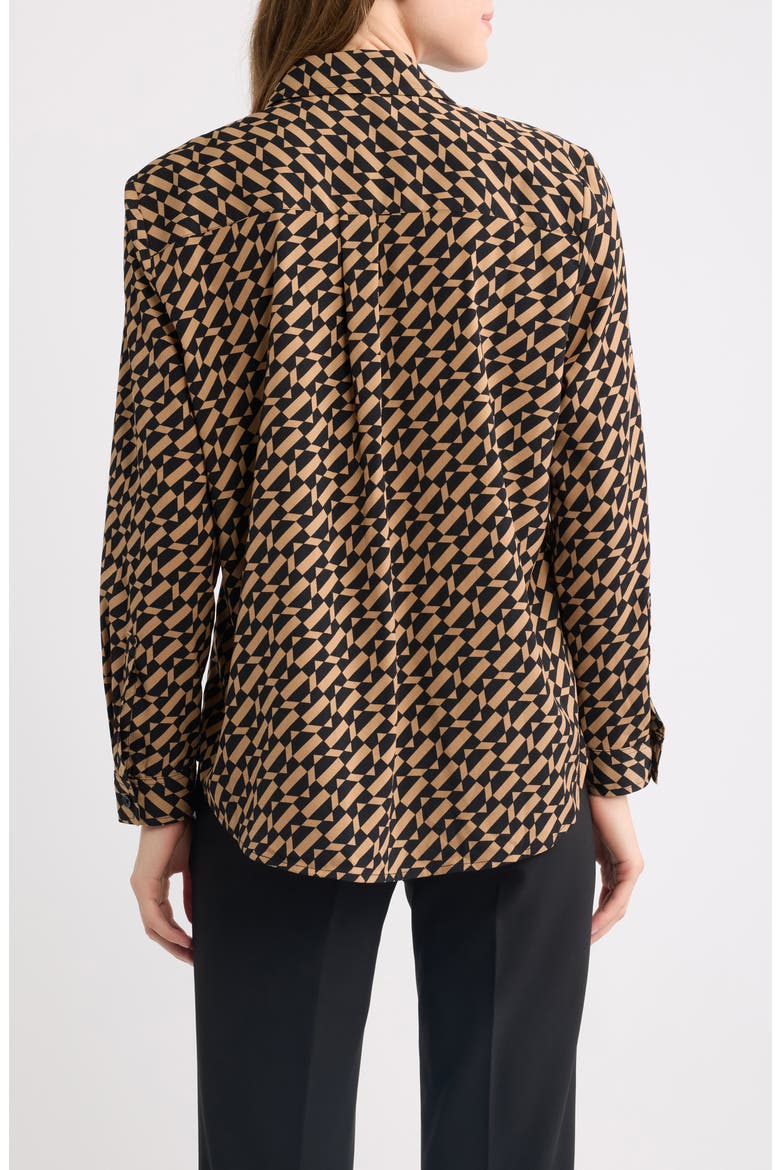 Printed Clean Front Shirt, Alternate, color, VICUNA/ ANNE BLACK
