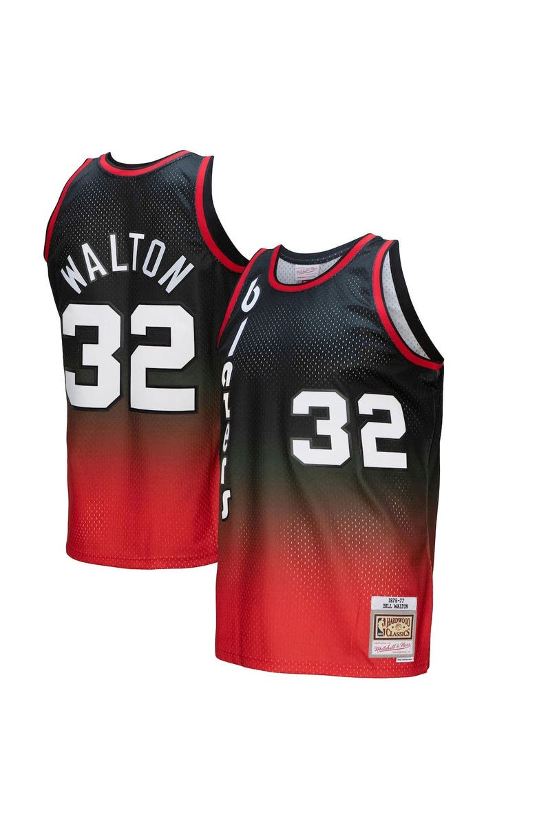 Mitchell & Ness Men's Mitchell & Ness Bill Walton Red/Black Portland Trail Blazers 1976/77 Hardwood Classics Fadeaway Swingman Player Jersey, Main, color, Red