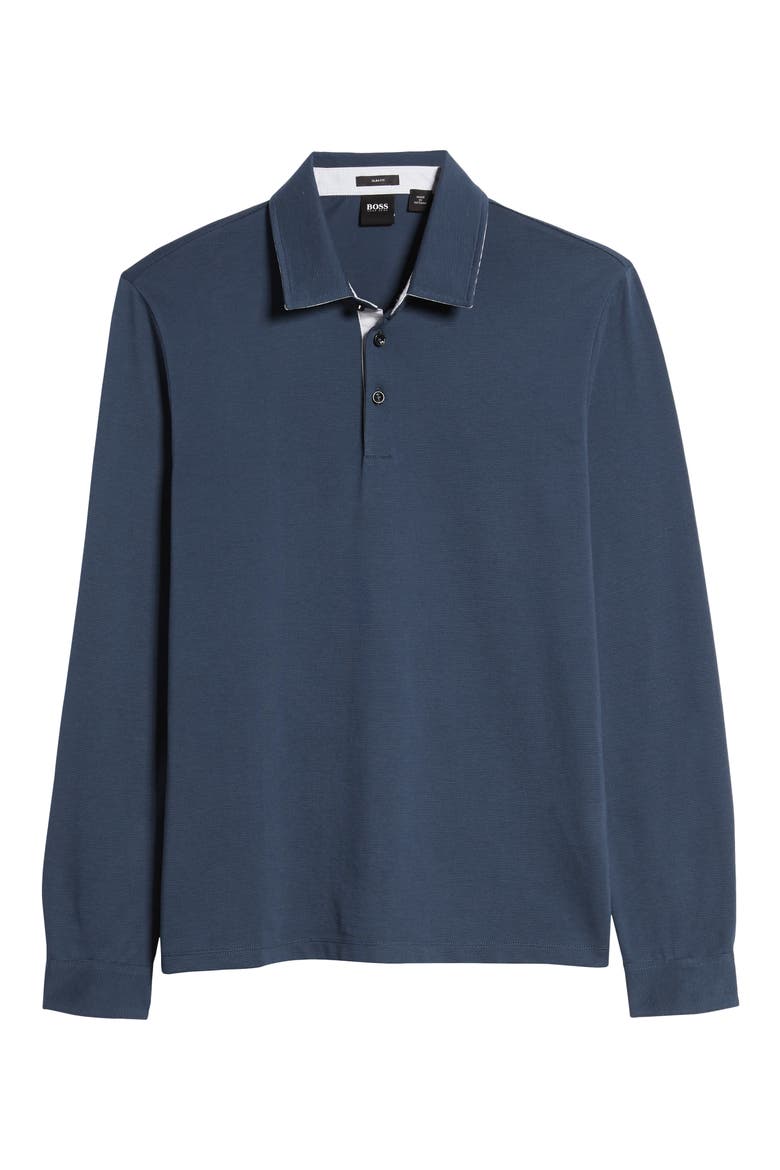 Paver Cotton Long Sleeve Polo Shirt, Alternate, color, BLUE