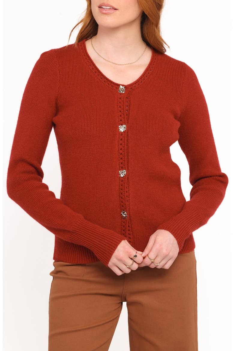 Quay Openwork Detail Cardigan, Main, color, RED