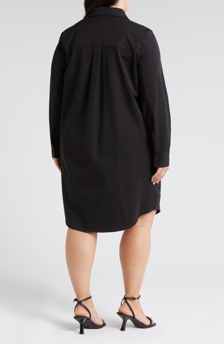 Universal Standard Carefree Long Sleeve Cotton Blend Twill Shirtdress, Alternate, color, Black