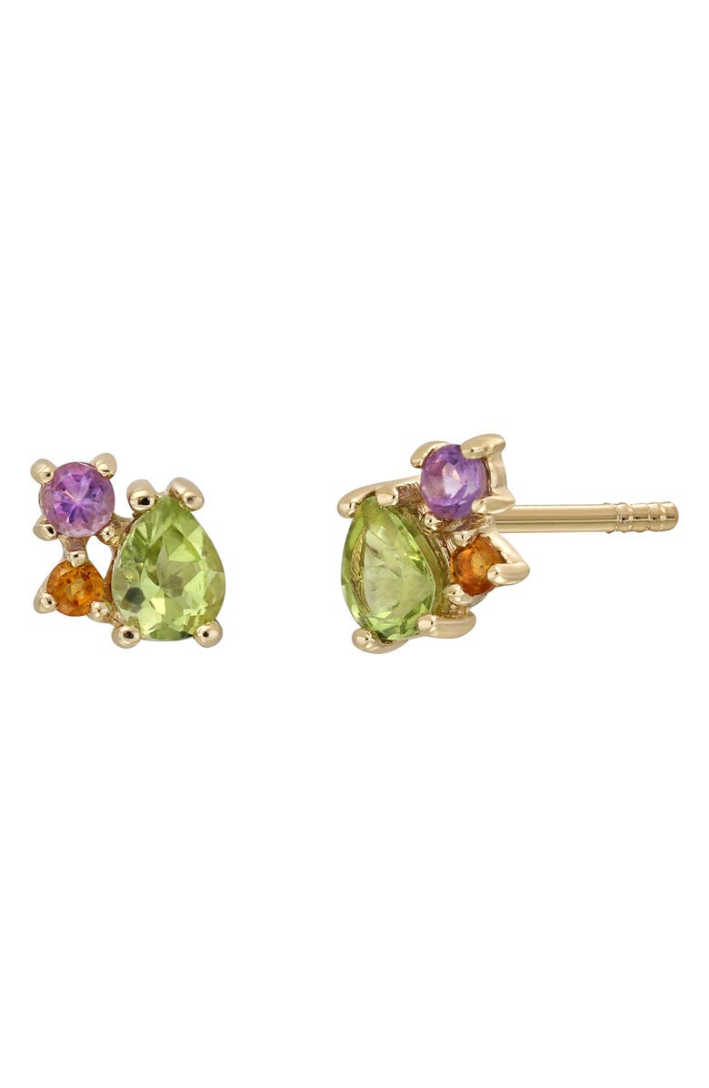 Bony Levy 14K Gold Color Stud Earrings, Main, color, 14K Yg - Peridot Amethyst Cit