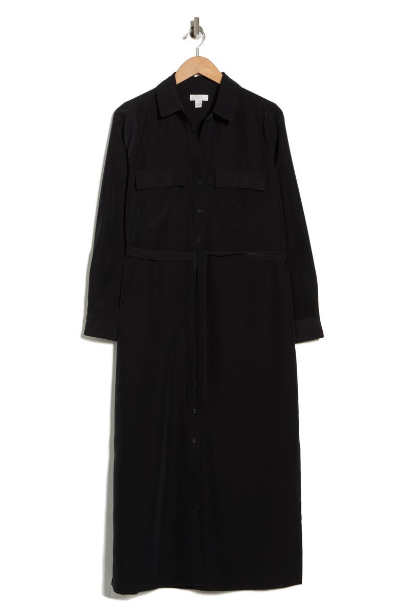NORDSTROM RACK Tie Waist Shirtdress, Alternate, color, Black