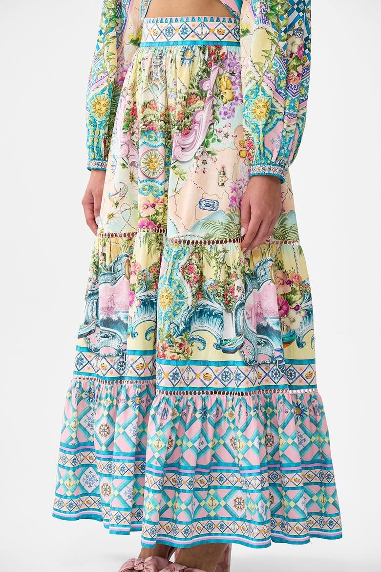 High Waisted Tiered Skirt Just Coasting, Alternate, color, Just Coasting