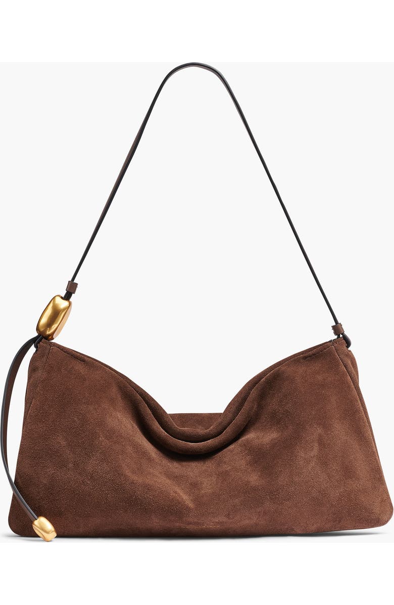Donna Karan New York Velvet Suede Large Shoulder, Main, color, Chocolate