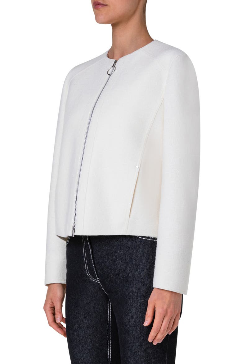 Boiled Wool Zip Jacket, Alternate, color, CREAM