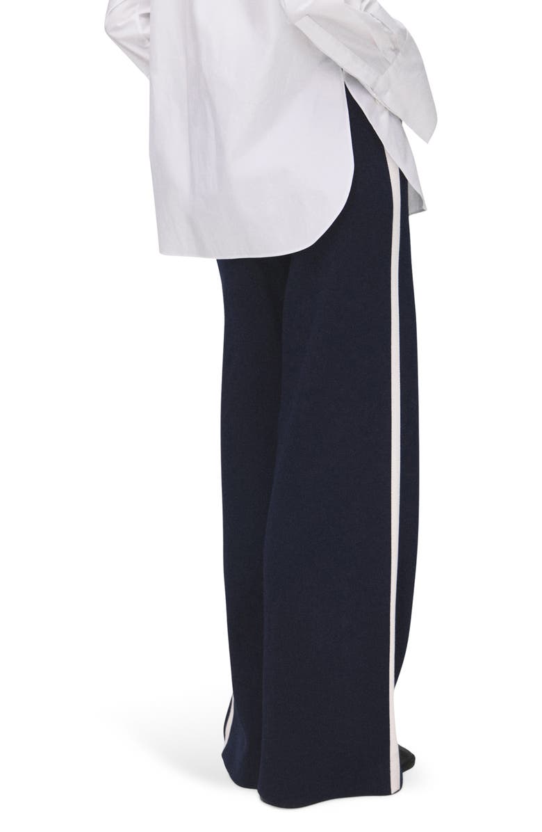 MANGO Side Stripe Pull-On Straight Leg Knit Pants, Alternate, color, Dark Navy