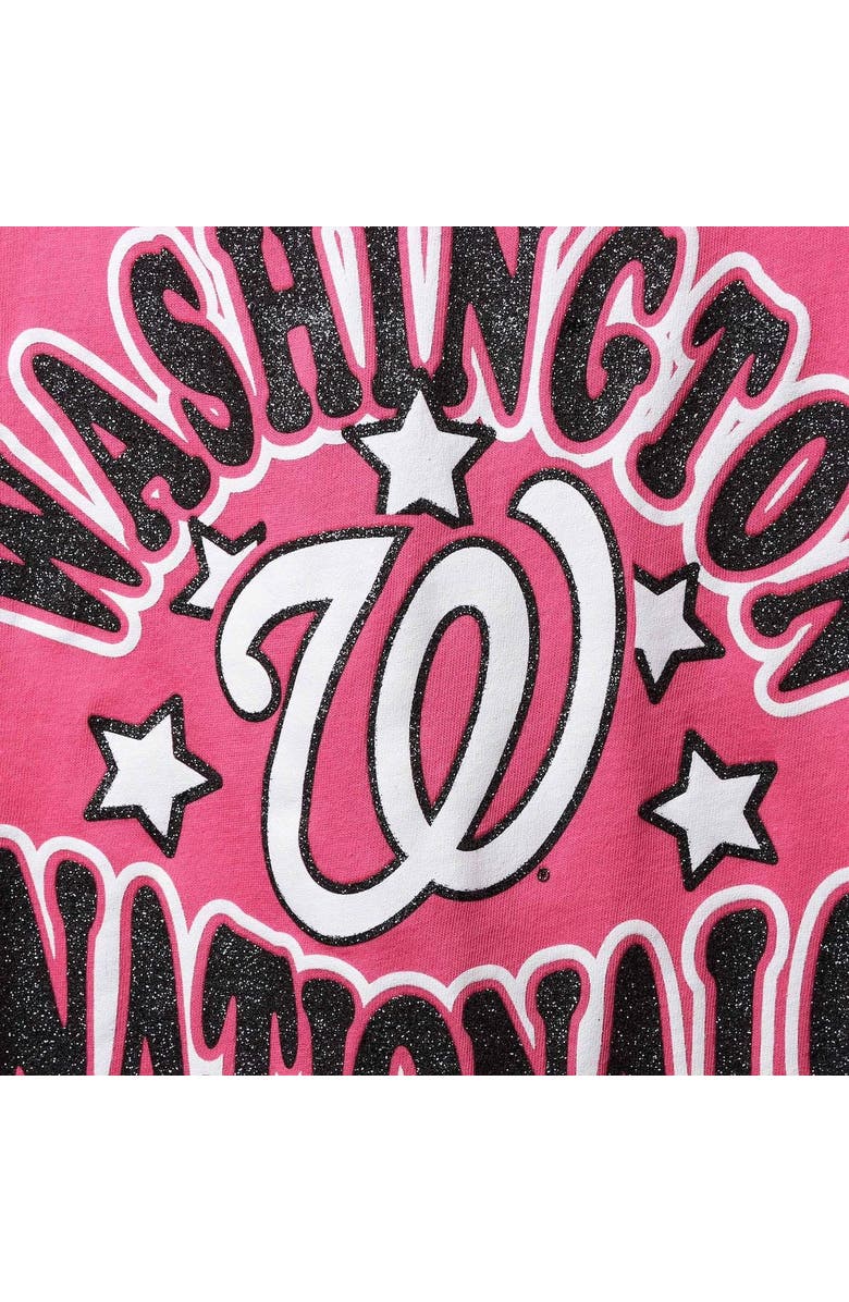 New Era Girl's Youth New Era Pink Washington Nationals Jersey Stars V-Neck T-Shirt, Alternate, color, Pink