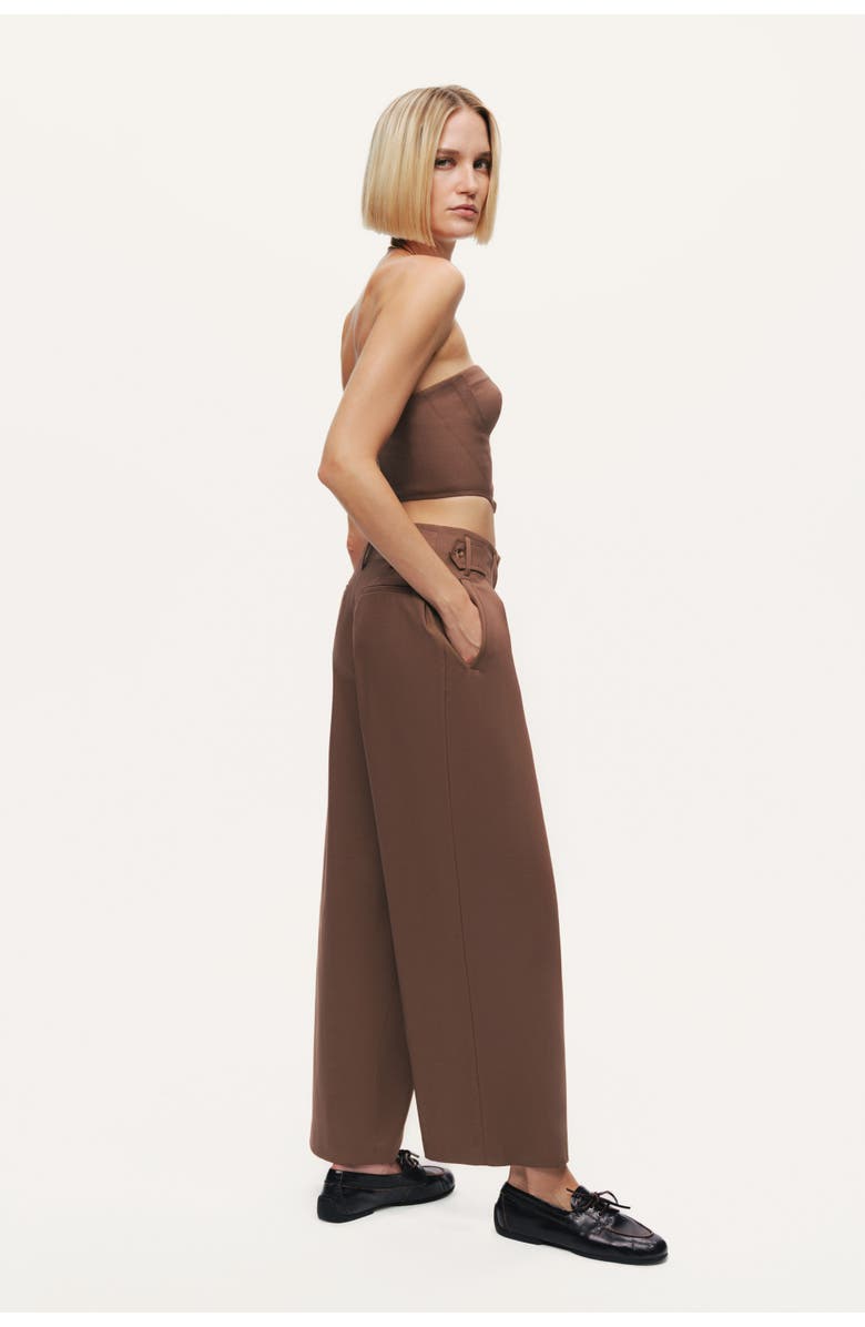 Nocturne Pleated Tapered Crop Pants, Alternate, color, Brown