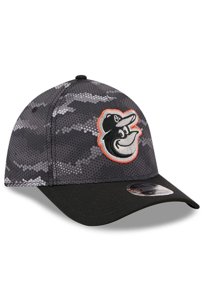 Men's New Era Black Baltimore Orioles Camo 39THIRTY A-Frame Flex Hat, Alternate, color, Black