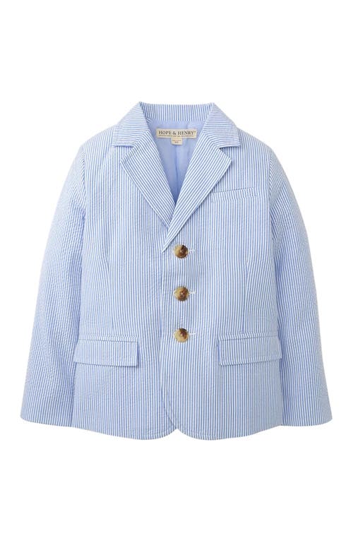 Hope & Henry Boys' Organic Seersucker Suit Jacket, Kids In Blue