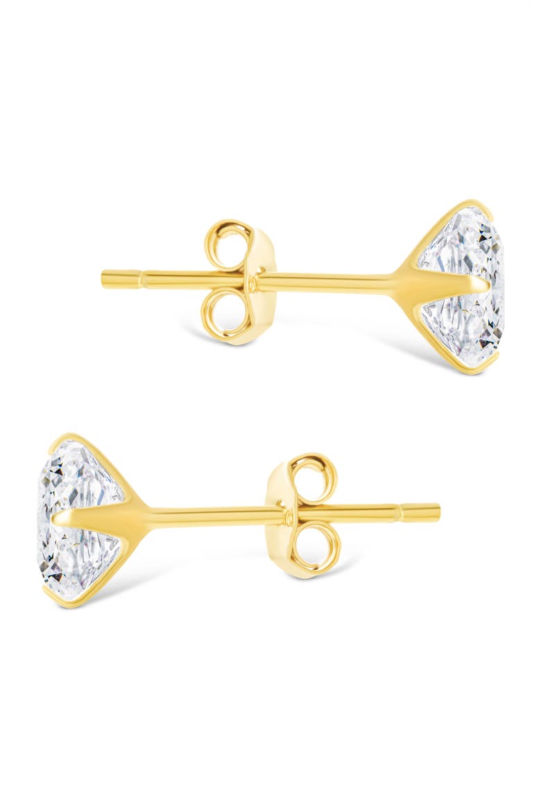 Round Cut Cubic Zirconia Stud Earrings, Alternate, color, GOLD