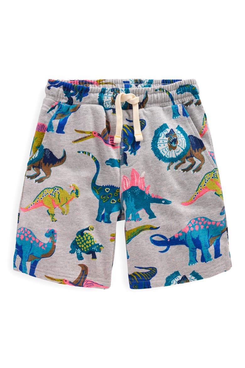 Kids' Dino Print Cotton Jersey Shorts, Main, color, GREY DINOS