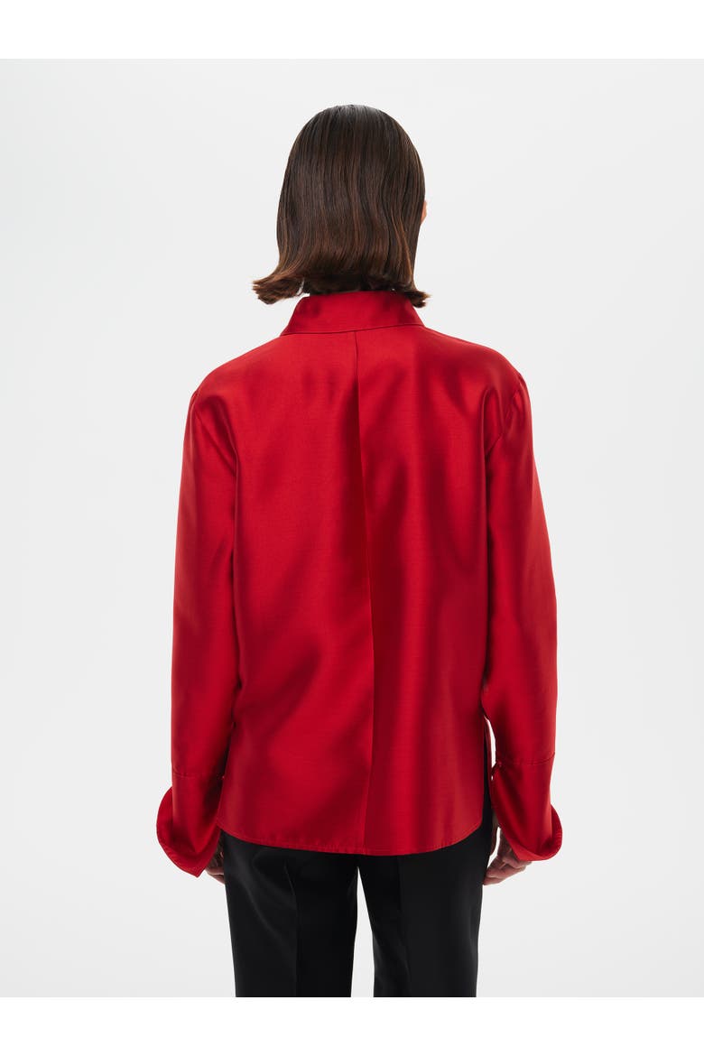 Silk-Wool Blend Fitted Shirt, Alternate, color, Peonie Red
