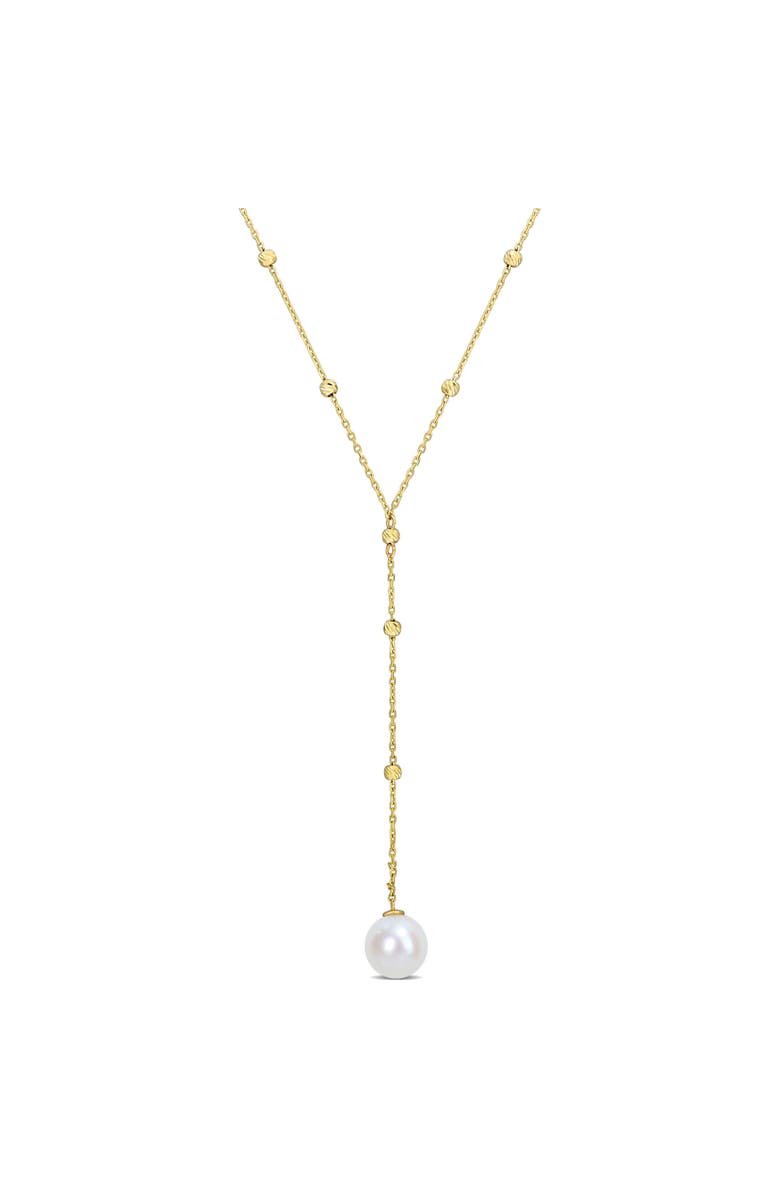Julianna B. Cultured Pearl Ball Station Lariat Necklace 10k, Main, color, Yellow Gold