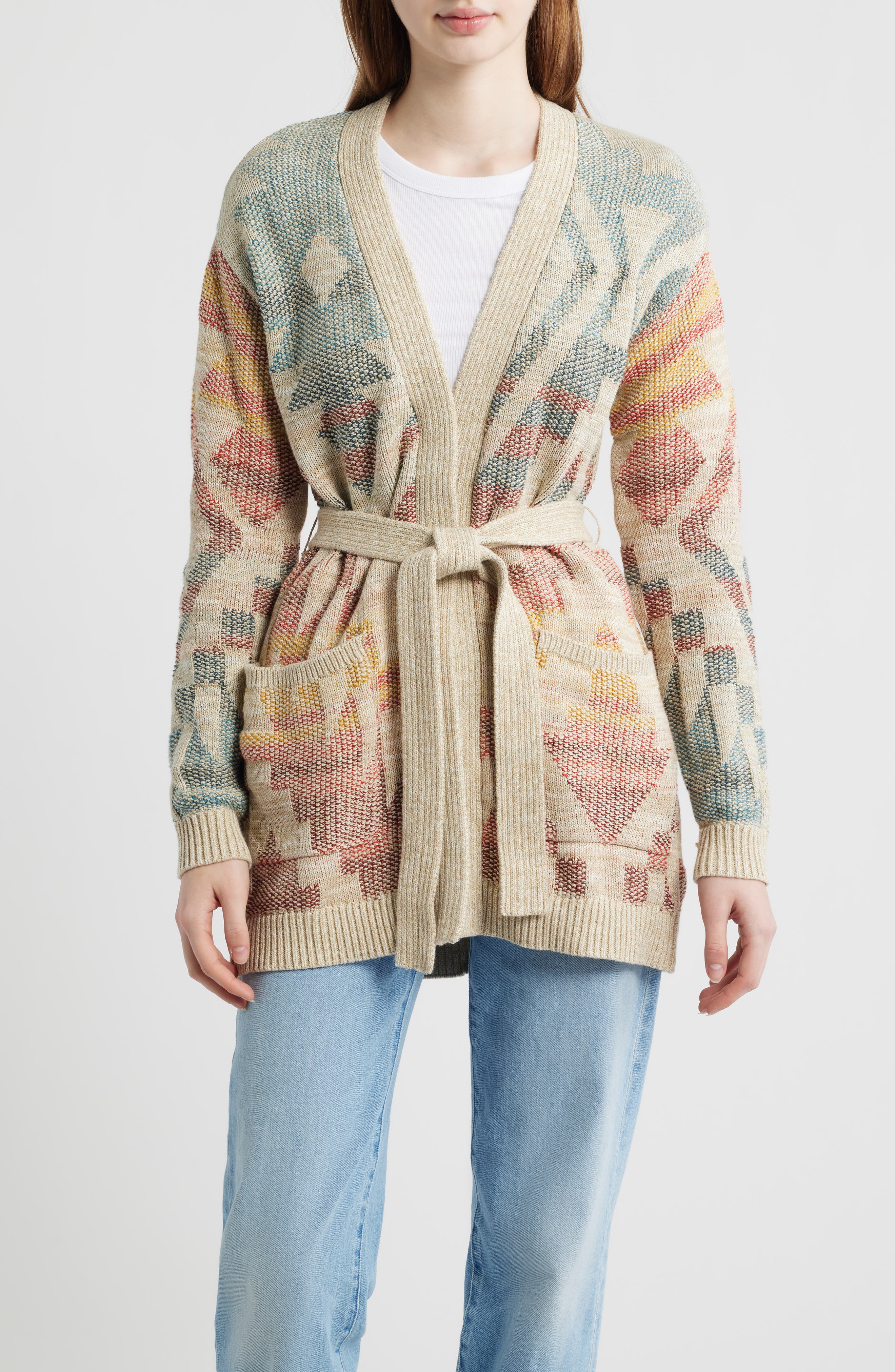 Cheyenne Jacquard Cotton Wrap Cardigan