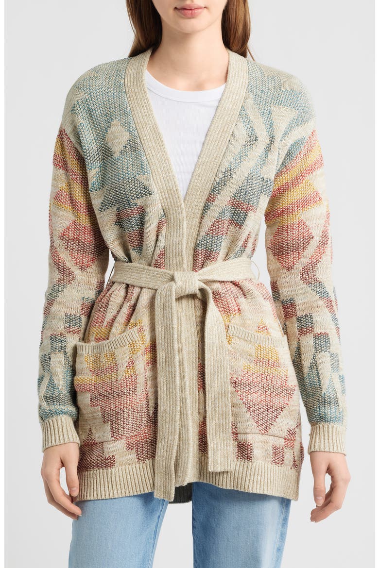 Cheyenne Jacquard Cotton Wrap Cardigan, Main, color, NATURAL MULTI