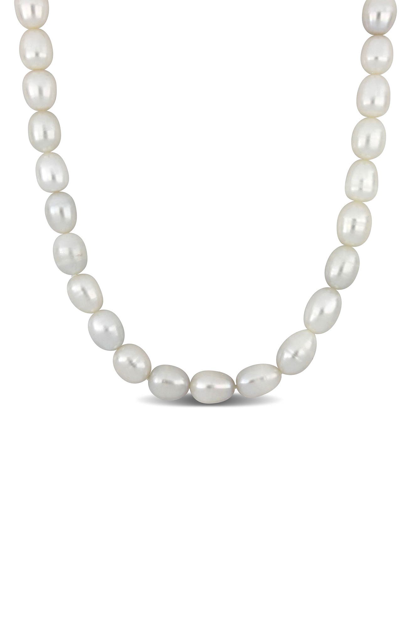 DELMAR Cultured White Pearl Endless Long Necklace