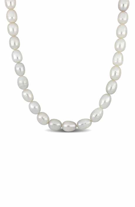 DELMAR Cultured White Pearl Endless Long Necklace