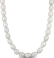 DELMAR Cultured White Pearl Endless Long Necklace