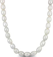 DELMAR Cultured White Pearl Endless Long Necklace