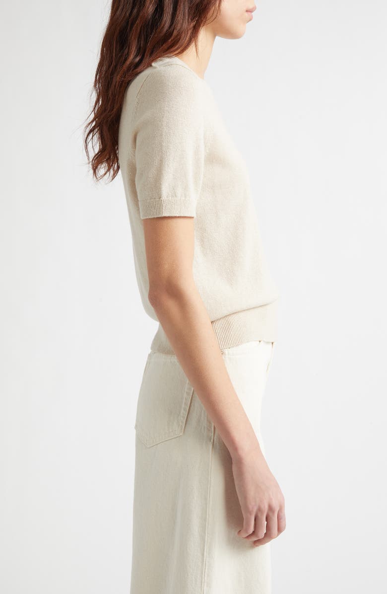 Burberry EKD Short Sleeve Wool & Cotton Sweater, Alternate, color, Easel Beige