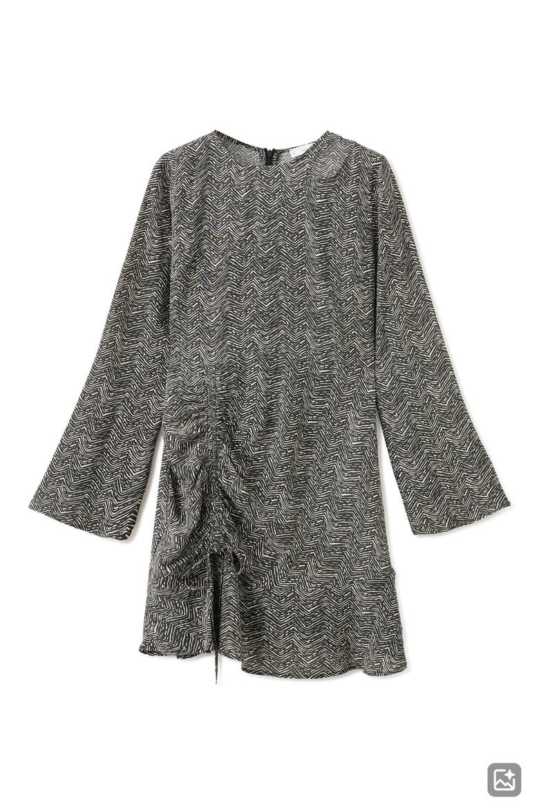 Print Long Sleeve Minidress, Alternate, color, CHARCOAL