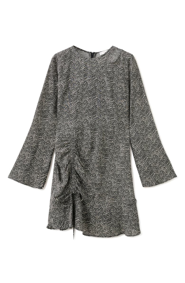 MANGO TEEN Print Long Sleeve Minidress, Alternate, color, Charcoal