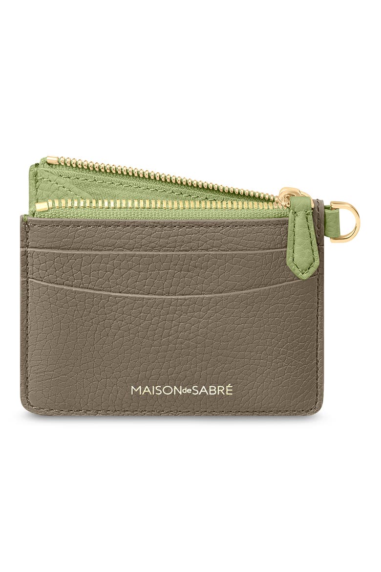Leather Zipped Card Pouch, Alternate, color, Cashmere Matcha