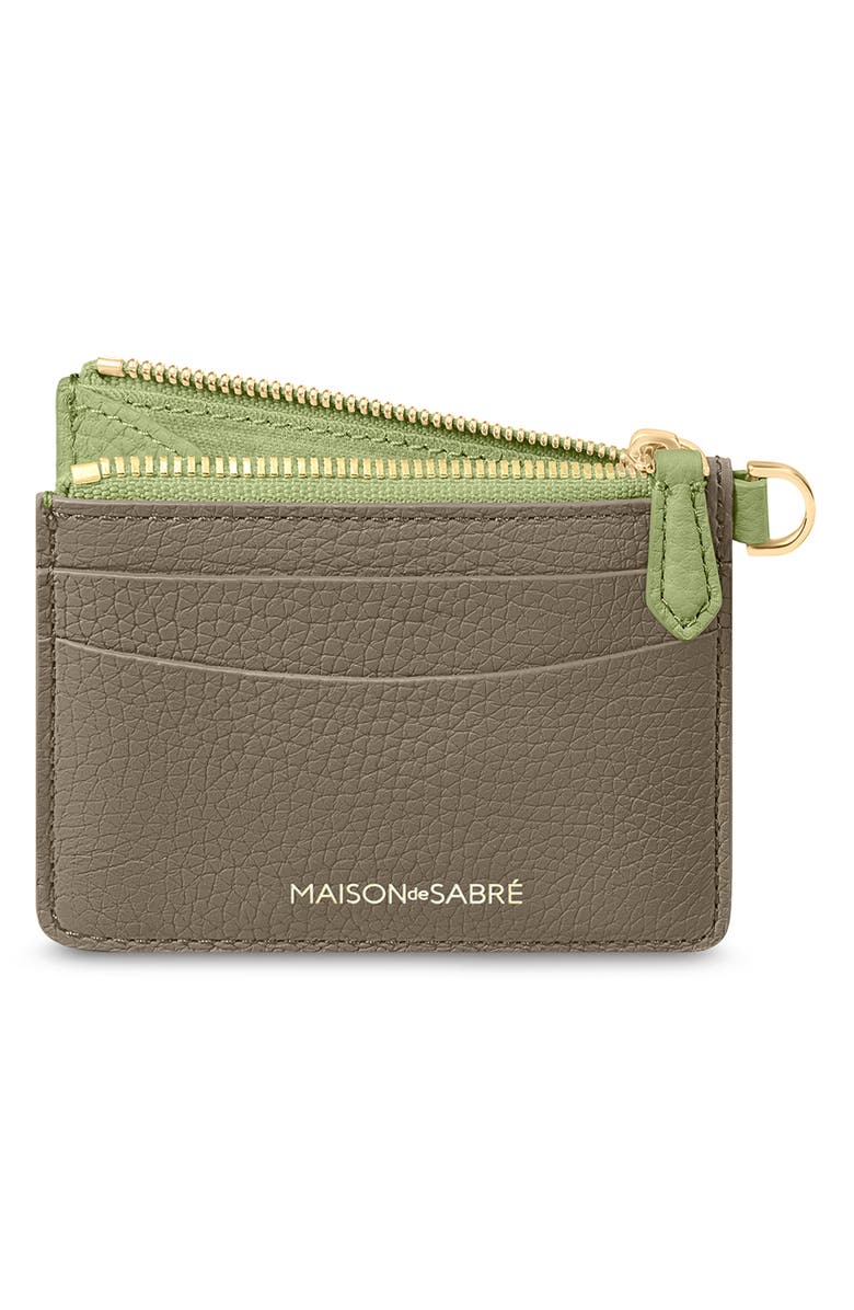 MAISON de SABRÉ Leather Zipped Card Pouch, Alternate, color, Cashmere Matcha