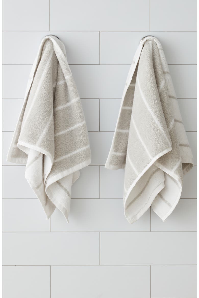 Hydrocotton Stripe Set of 2 Hand Towels, Alternate, color, GREY VAPOR MULTI