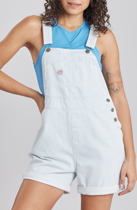 Mario Stripe Denim Shortalls