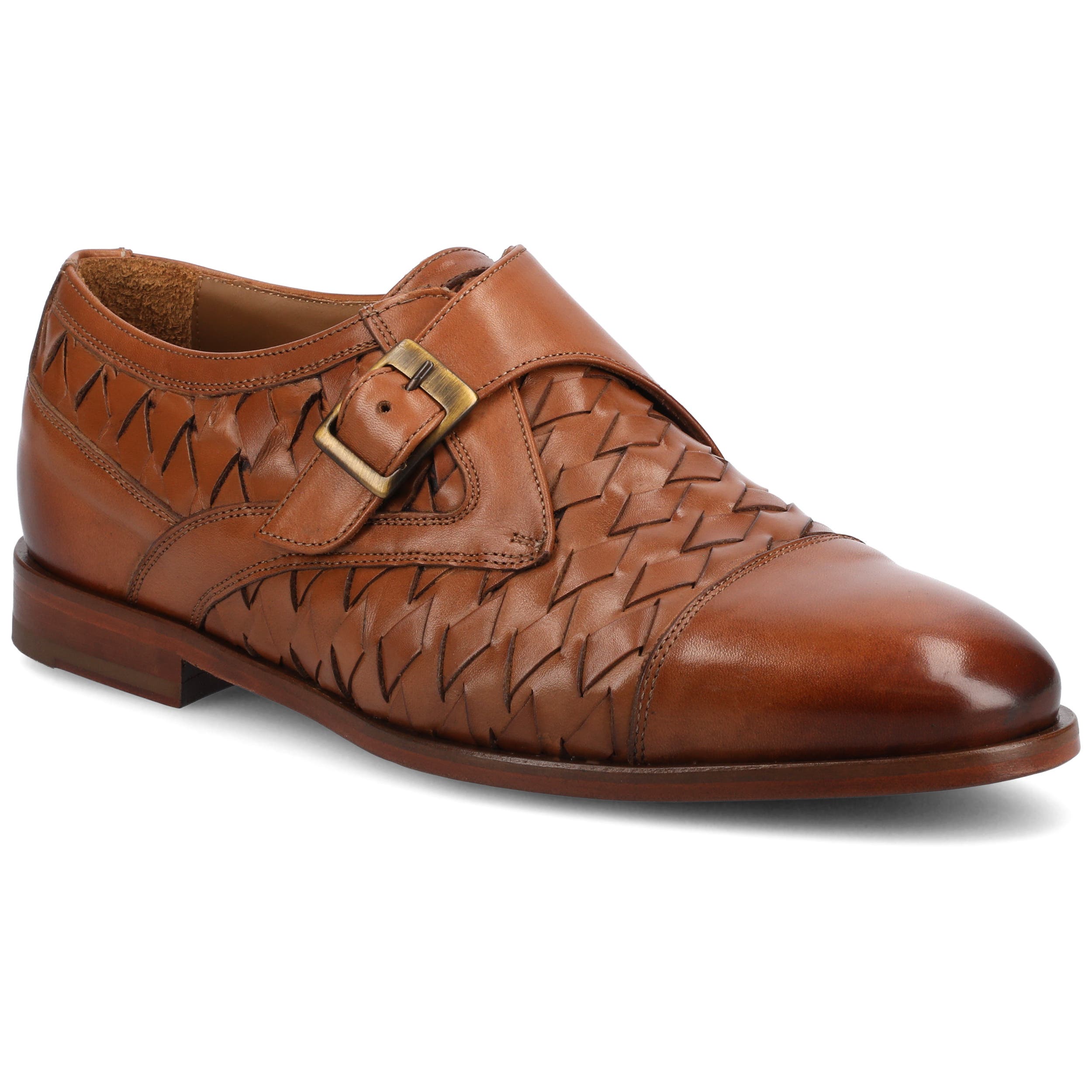 TAFT Men's Jack Monk Strap Dress Shoe, Main, color, Brown Woven